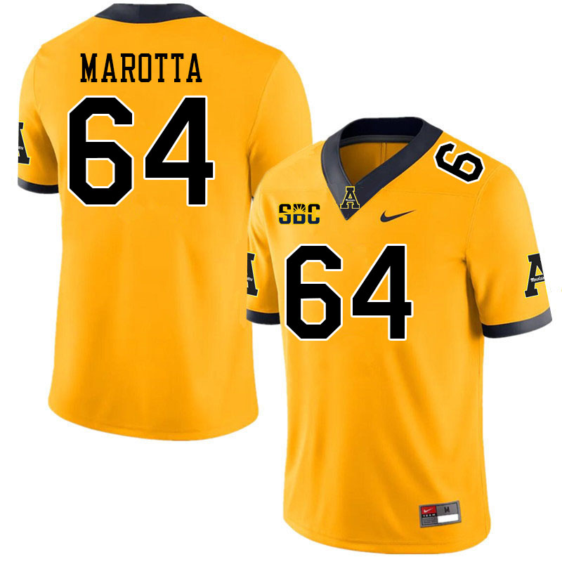 Men #64 Michael Marotta Appalachian State Mountaineers College Football Jerseys Stitched-Gold